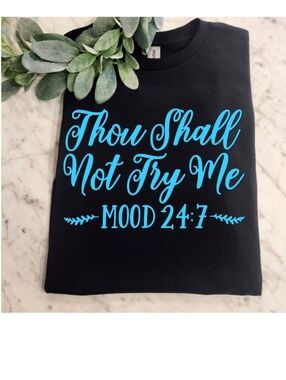 Funny shirt try me humor retro popular trending Blue And Black Short Sleeve